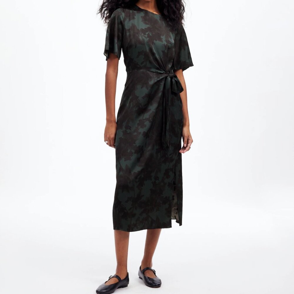 Madewell Tie-Waist Midi Dress in Floral • size 4 • NT376